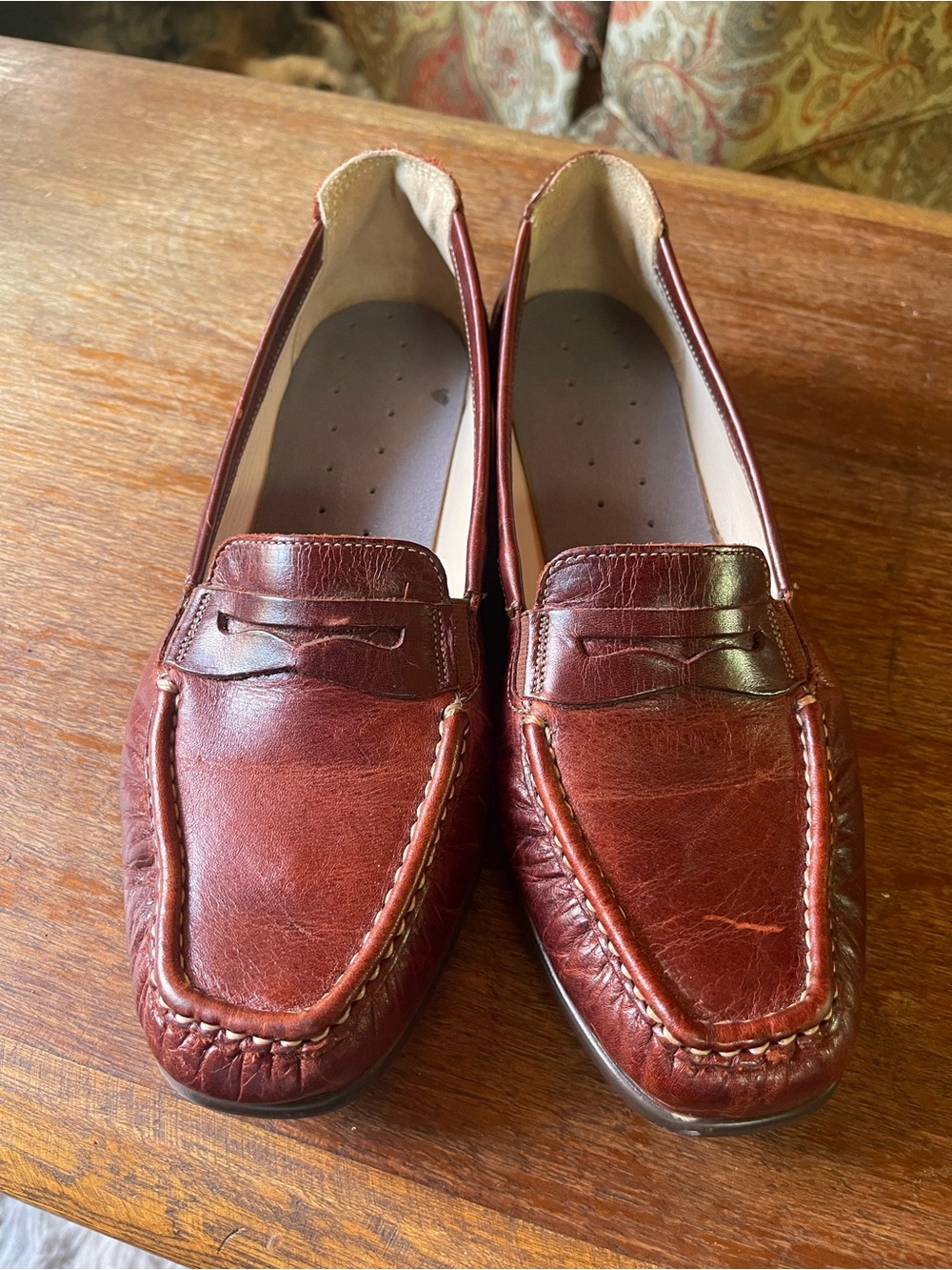 SAS womens Brown Leather Penny Loafers
